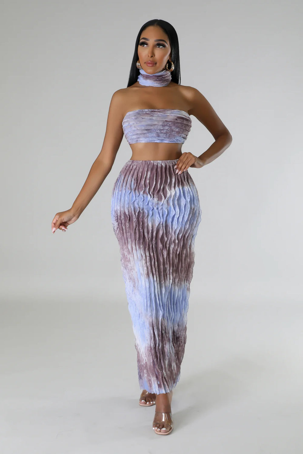 European and american cross-border fashion sexy women's clothing  summer new arrival: halter neck wrap, backless maxi dress three-piece set