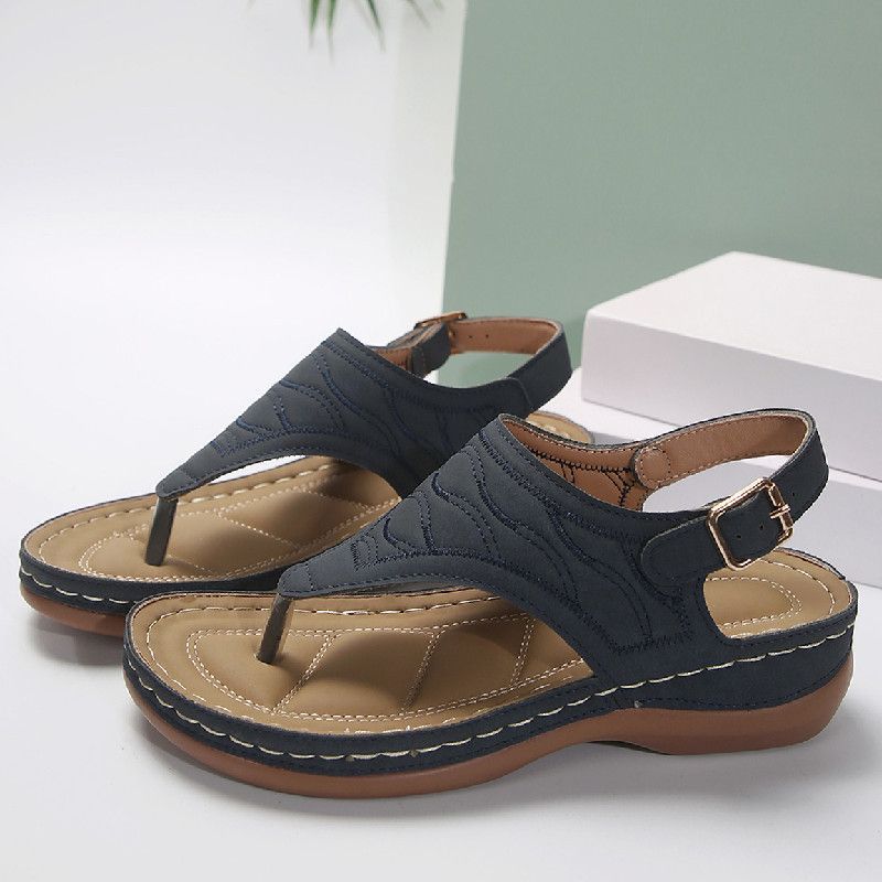 Women's thong sandals -  summer new arrivals, plus size, buckle closure, wedge heel, ready stock wholesale