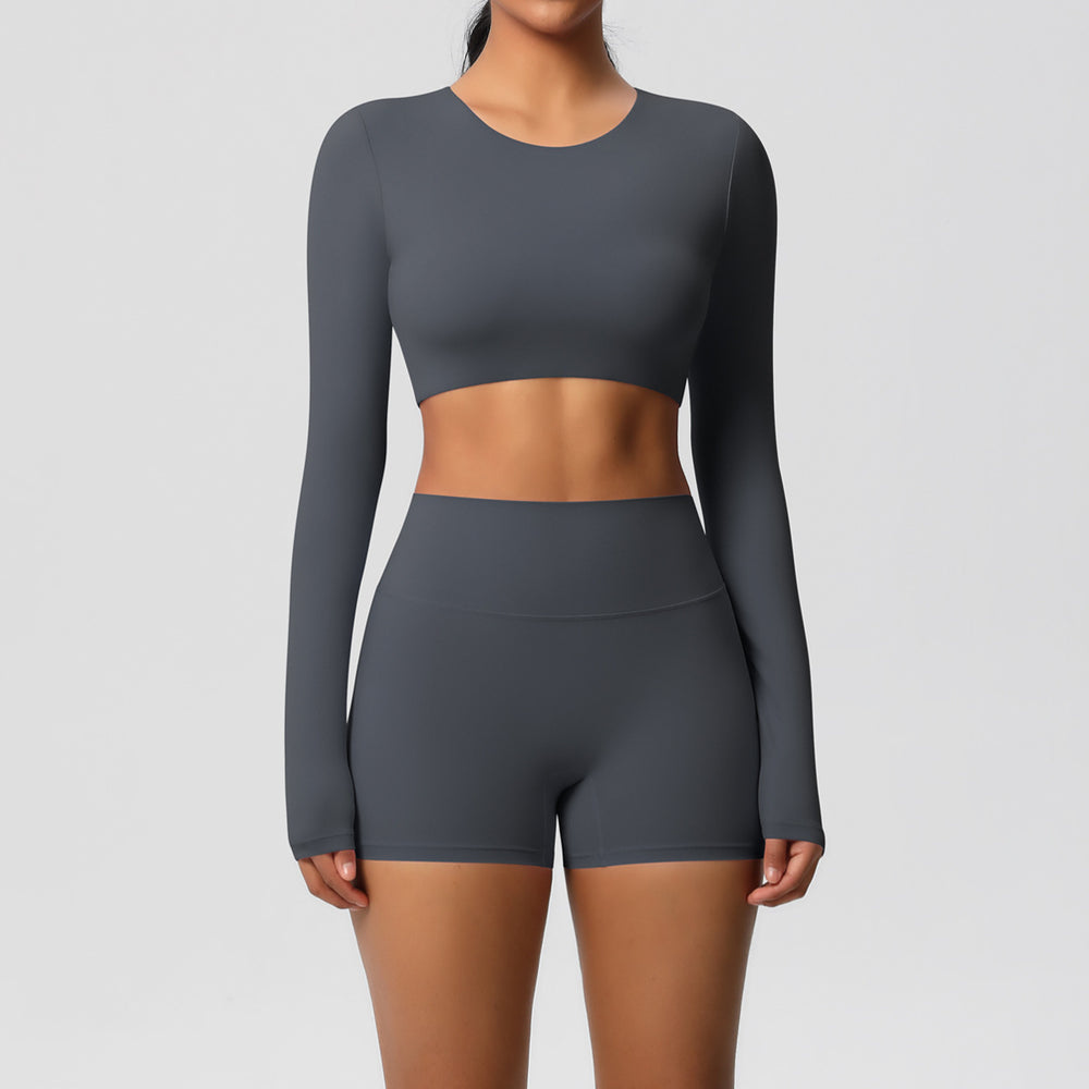 New arrival: european and american style solid color double-sided brushed breathable compression yoga set - 8 piece activewear set for running and fitness