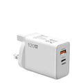 120w dual-port fast charging adapter, eu/uk plug, compatible with apple, huawei, and xiaomi phones
