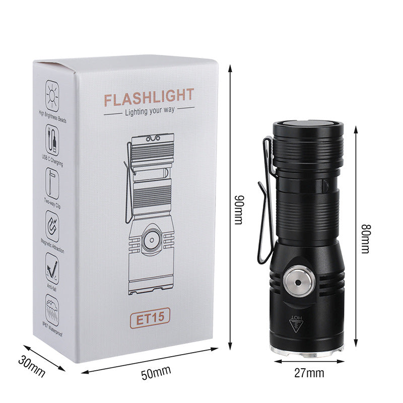 Cross-border new 2050 lumens EDC strong light flashlight outdoor convenient lighting emergency charging mini flashlight