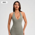 Deep v neckhalter style vest female sexyshortbackless free bra fitness yoga wear topsyg-1006