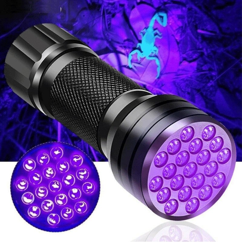21LED purple light flashlight 395 purple light LED light scorpion banknote inspection anti-counterfeiting inspection fluorescent agent mask curing light