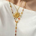European and american cross-border sun pendant necklace, accessible luxury, high-end tassel eyes, long chain, colorful cold style clavicle chain