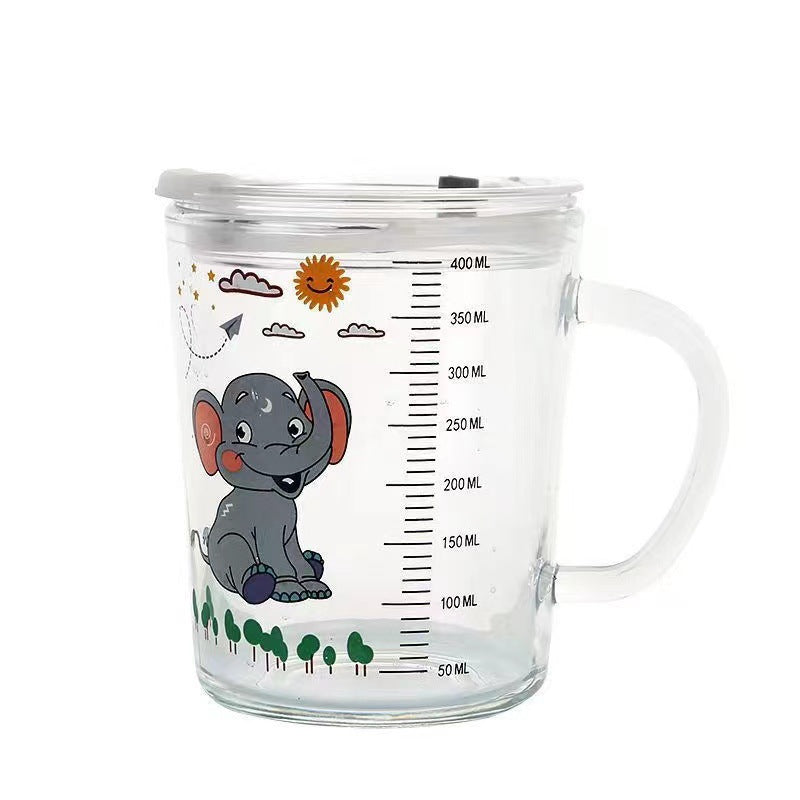 Cartoon milk mug summer glass cup with handle straw cup popular breakfast cup high-value water cup souvenir gift cup
