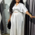 Fashion cross-border african women's clothing  spring new arrivalfashion lapel shortshirttops wide-leg pants suit