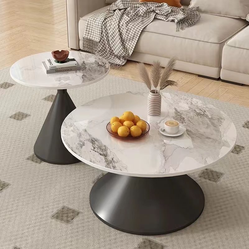 Cream style slate coffee table round living room for home small apartment b&b popular table modern normcore combination coffee table