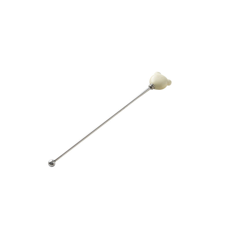 Candy-colored ceramic bear head stirring stick - anti-scald, high-style coffee stirrer & 304 stainless steel wine stirrer