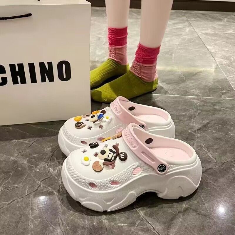 Eva clogs women's ins trendy summer thick sole high heels nurse toe-cap half drag cute outwear shit-stepping beach sandals