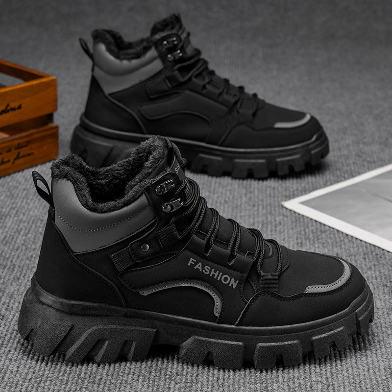 Winternew arrivalbootsmenworkwear short boots northeast outdoor sports high-top men's shoes hikingfleece-lined snow boots