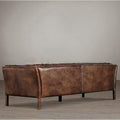 First-layer cowhide sofa, living room, chinese ancient style, small apartment, retro oil wax leather, three-person sofa
