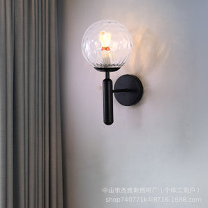 Minimalist nordic single-head spherical wall lamp - black straight arm - ideal for b&b guest rooms, hallways, stairwells, apartments, and bathrooms
