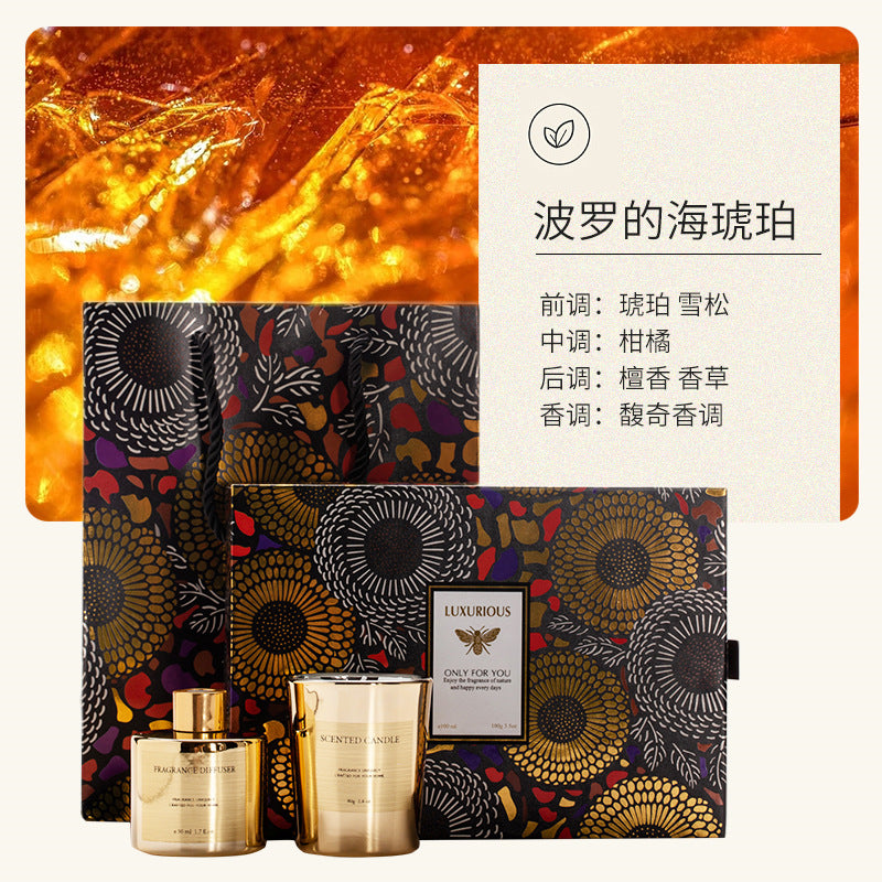 BYME electroplated two-color fragrance aromatherapy gift box aromatherapy candle set wedding birthday gift Christmas gift
