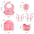 Silicone kids' meal set: baby food training suction bowl, food-grade fork and spoon, feeding utensils for babies