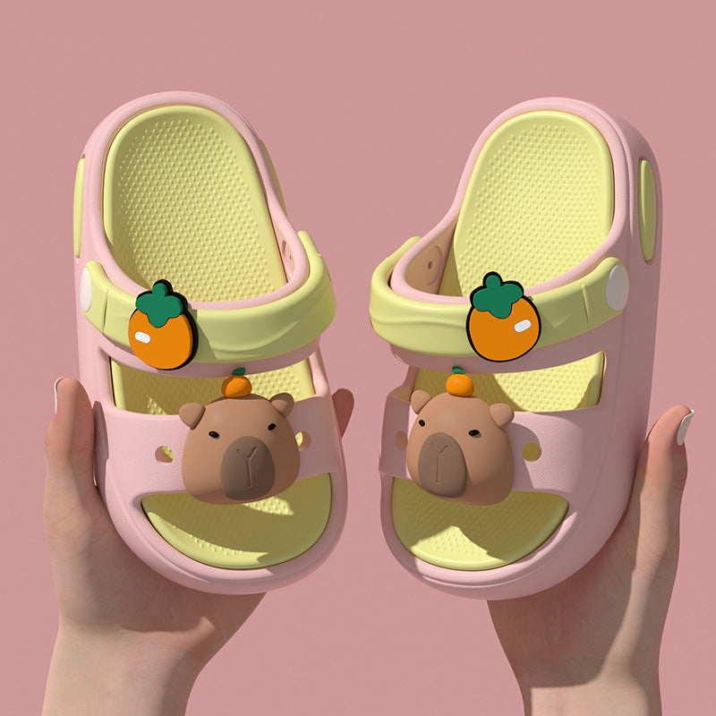 3d capybara kids' slippers - new 2025 summer collection for girls, indoor home cartoon non-slip sandals for boys