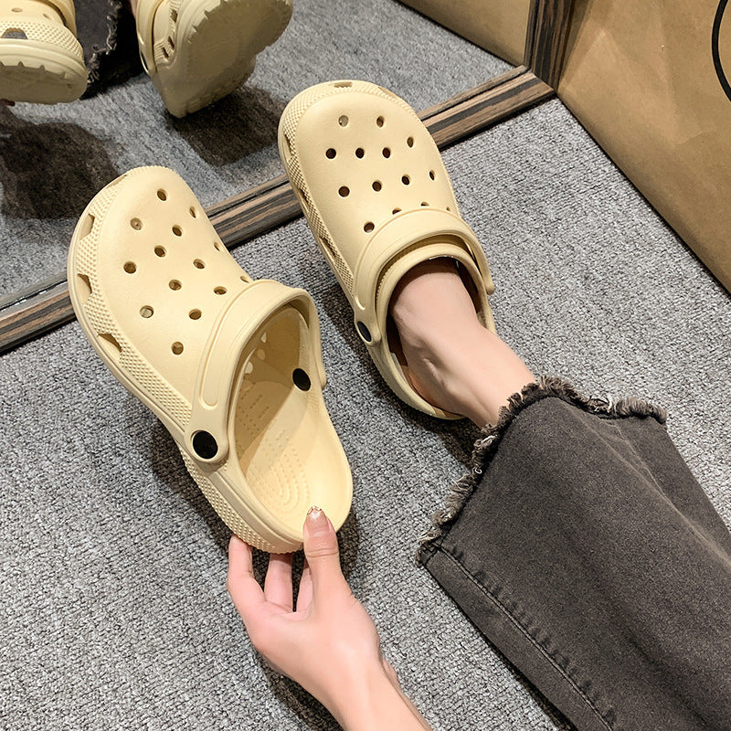 New women's anti-slip, anti-fall summer outdoor closed-toe slides, minimalist clogs, soft sole sandals, solid color, versatile, wholesale