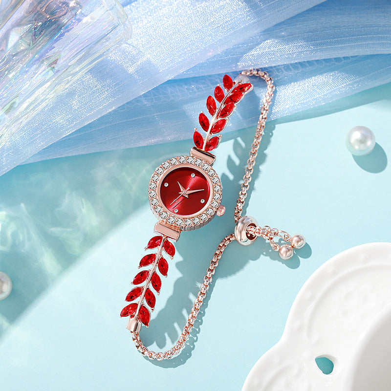New women's quartz watch with rhinestone accents, small dial, delicate bracelet, adjustable band, fashion jewelry quartz watch - in stock