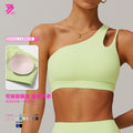 Asymmetrical shoulder shockproof yoga bra cloud feel backless sports bra irregular strap running fitness vest 6425