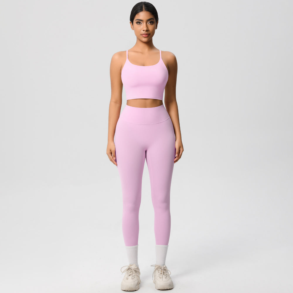 New cloud-feel tank top sports bra yoga set - quick-dry, compression fit, running & casual fitness two-piece outfit