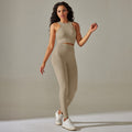 European and american seamless yoga outfit for women: shaping top, sports tank top, high-waisted tummy control leggings, fitness set