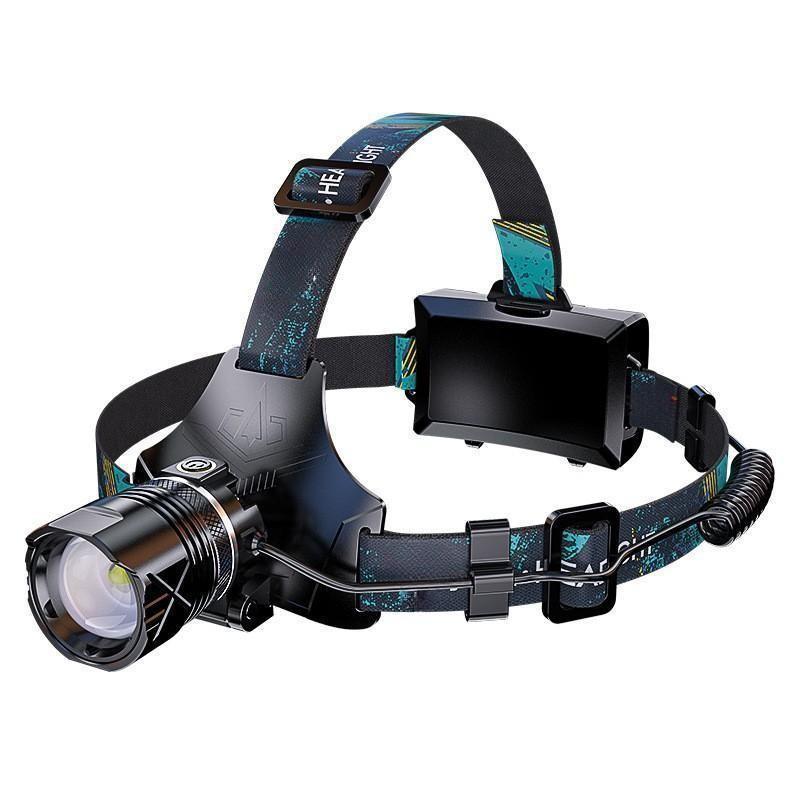 Cross-border explosion induction high-brightness long-range shooting head-mounted flashlight outdoor night fishing light rechargeable zoom strong light headlight