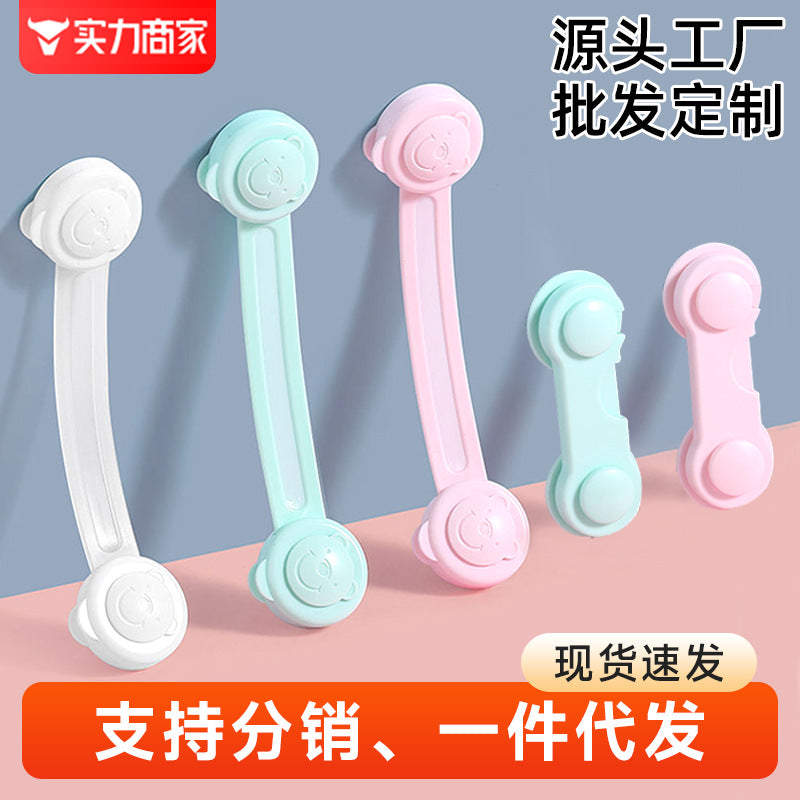 Wholesale double-lock child safety drawer locks - anti-pinch hand protection strips for baby safety - childproof door lock buckles & hook locks