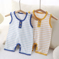 Summer newborn romper: lightweight, sleeveless, pure cotton bodysuit for baby boys and girls - striped tank top style