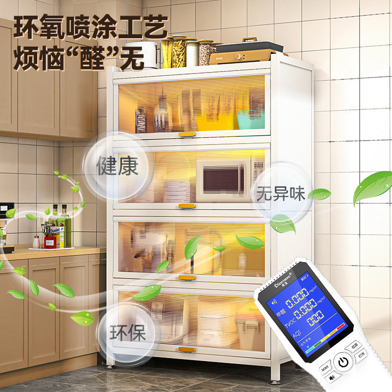 Kitchen storage rack floor-standing multi-layer storage cabinet sideboard microwave oven for home with door multifunctional cabinet storage rack