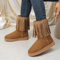 new arrivalplus size round toe tassel mid-calf snow boots women's thick sole sleeve heattechfleece-linedthickened cotton shoes wholesale