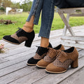 suede tie back high-heeled professional flats women's autumnew arrivalplus sizeretro deep-mouthed low-top flats