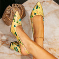 Huizhou city aliexpress women's high heel sandals - fashionable color block print, minimalist pointed toe, chunky heel - new 2026 collection