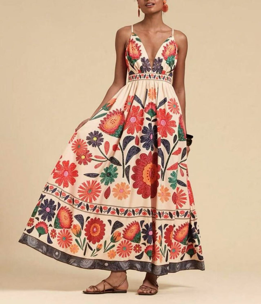 fashion amazon 2026 summer new arrival ethnic style fashionsexy silm printing suspender dress