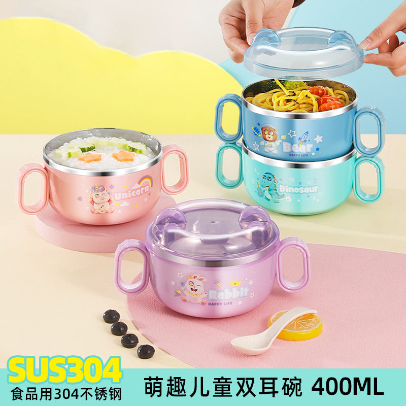 Baby food bowl - anti-drop, anti-scald, 304 stainless steel feeding bowl for infants and toddlers - perfect for on-the-go meals