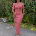 D579 women's foreign trade dress  new fashion elegant v-neck evening party maxi dress rhinestone african style dress