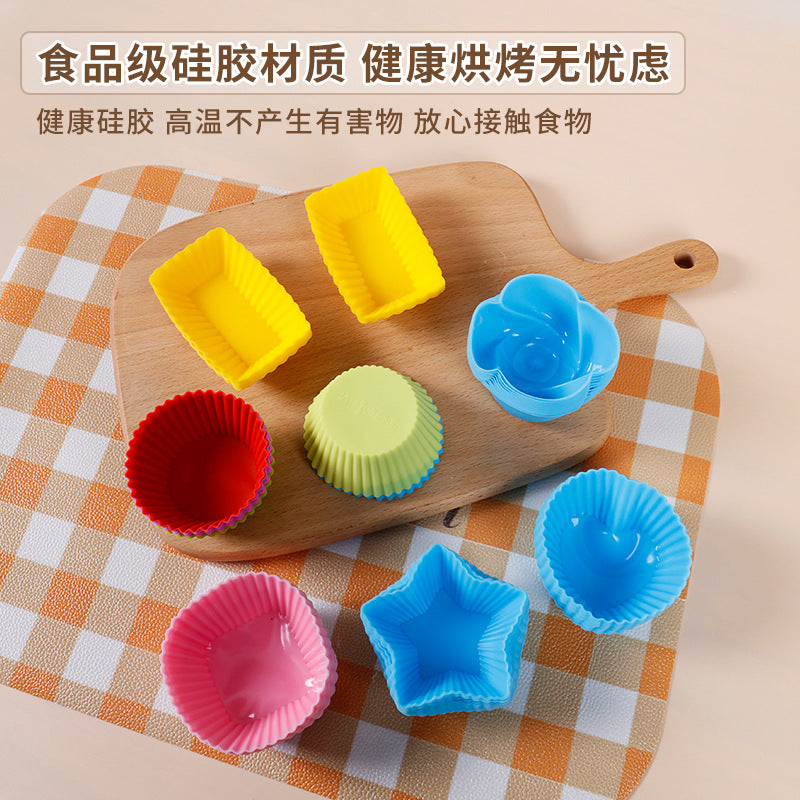silicone muffin cups baking diy tools - round & heart-shaped cake cup molds - high-temperature resistant silicone cake cups