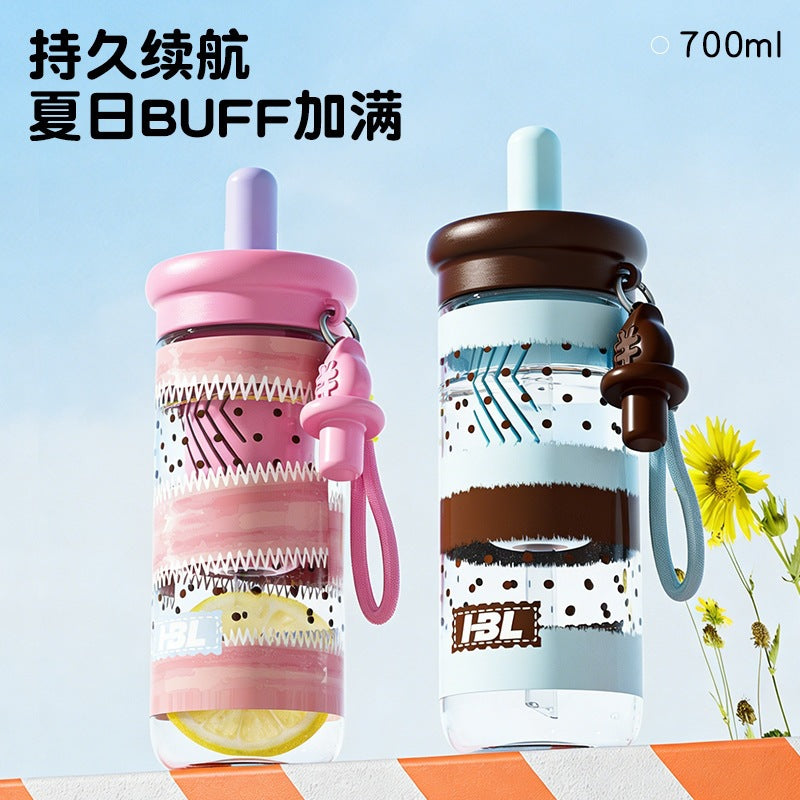 New tritan baby-grade high-temperature resistant plastic cup - student water bottle, portable and shatterproof fruit tea cup for summer school