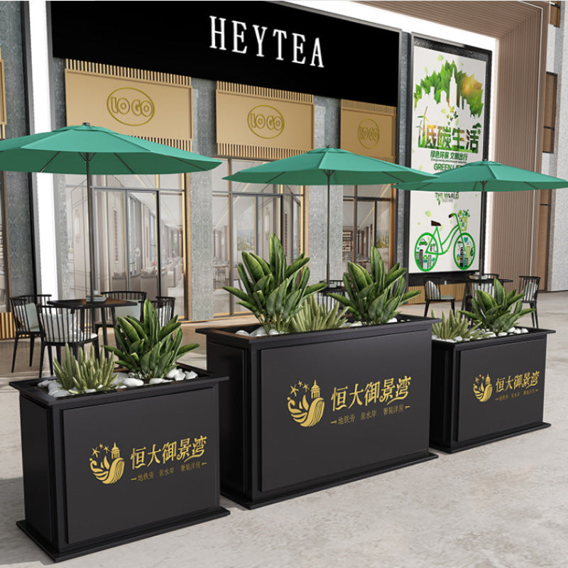 Outdoor wrought iron flower box combination outer pendulum commercial street sales department garden stainless steel flower slot rectangular outdoor fence