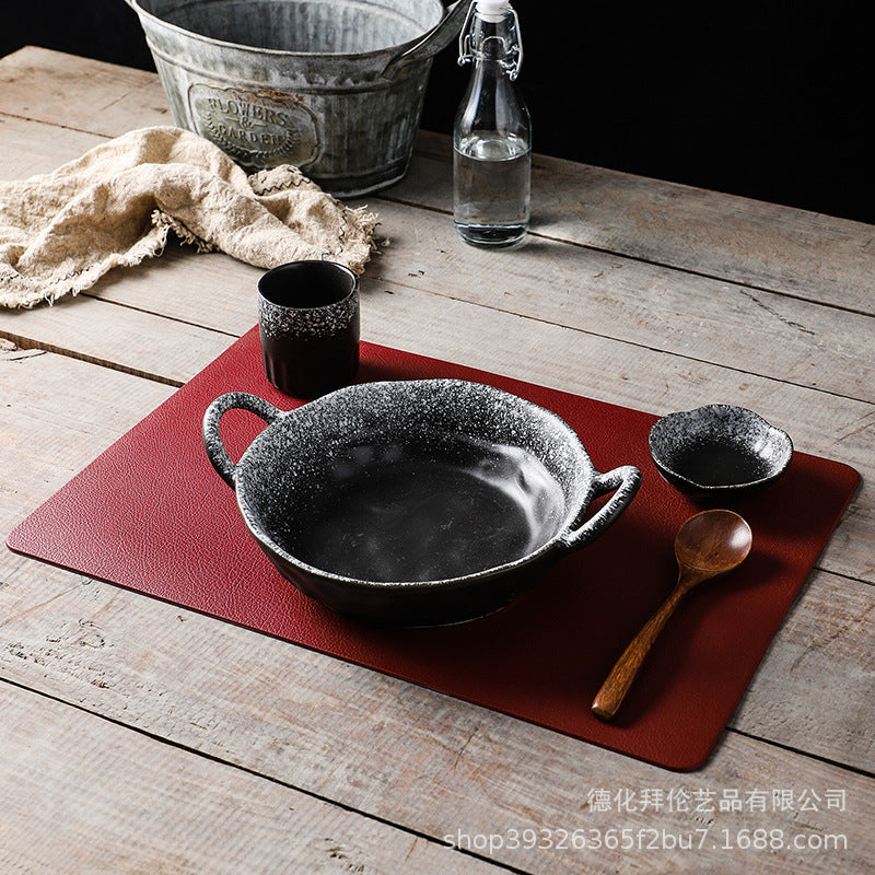 Japanese retro one-person meal set deep dry pot vegetable plate for homeclassy curry rice plate double ear soup plate