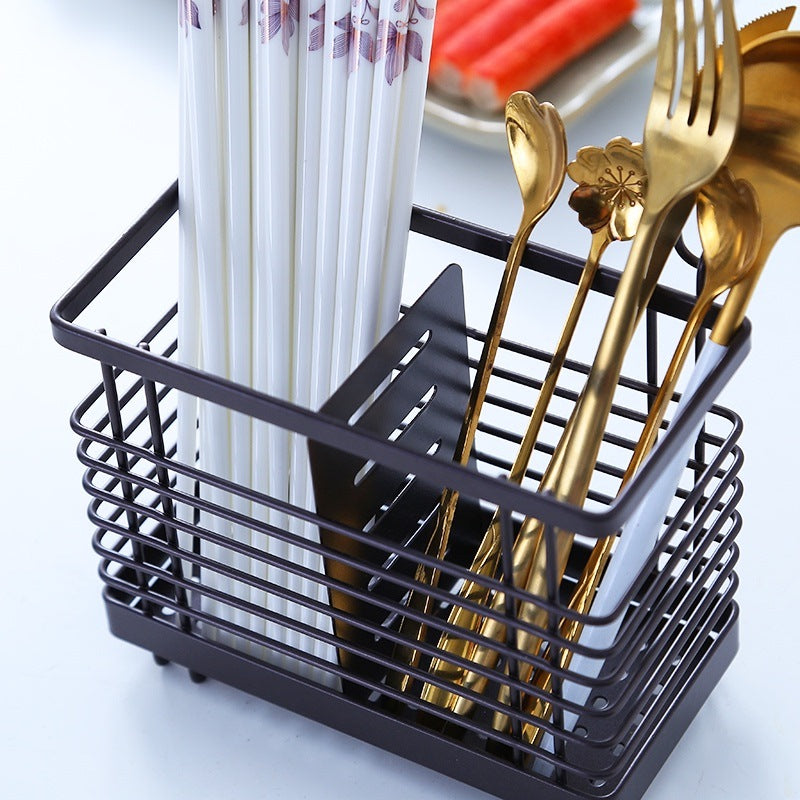 Wrought iron drain chopstick cage chopstick cartridge household chopstick basket kitchen spoon knife and fork storage box rack
