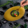 Nordic creative high-end oval dessert plate - retro fashion textured hotel restaurant tableware western dinner plate