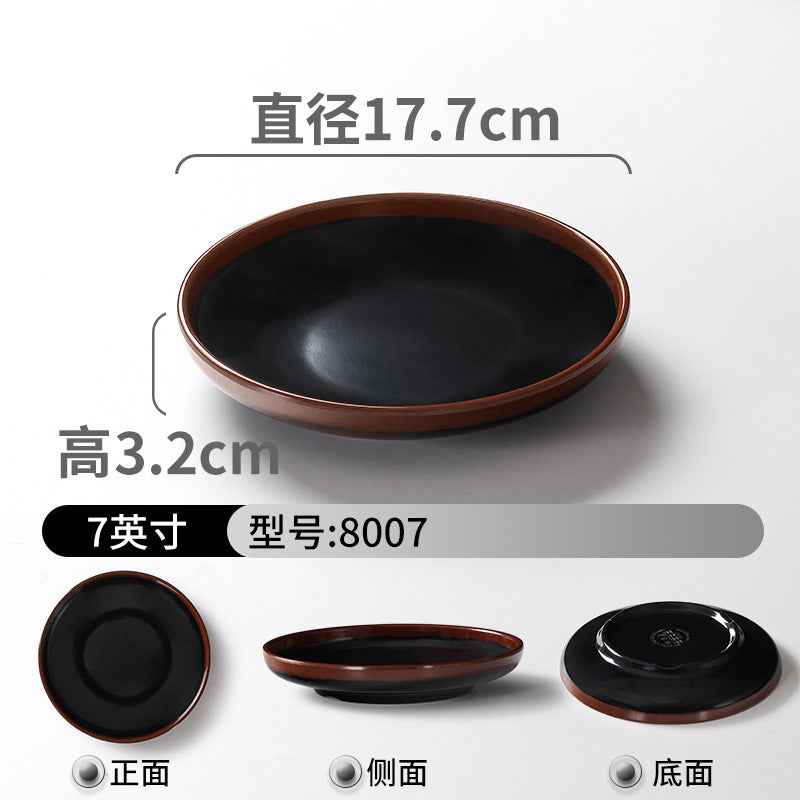 Melamine tableware plate commercial hot pot restaurant serving plate restaurant restaurant plate retro nostalgic barbecue side dish plate