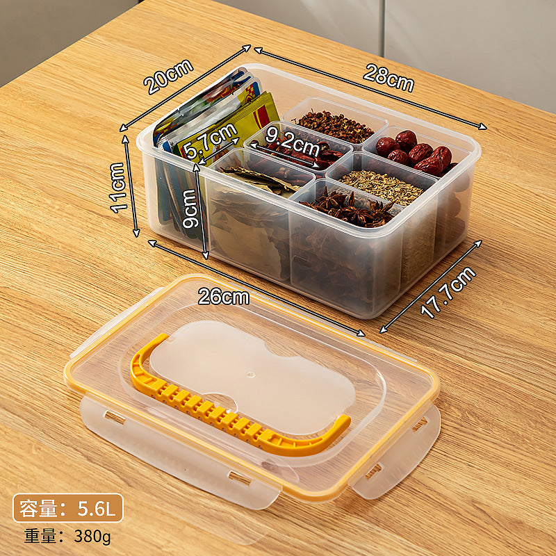 Kitchen seasoning multi-grid storage box, star anise cinnamon dried pepper seasoning box, cabinet storage moisture-proof sealed box