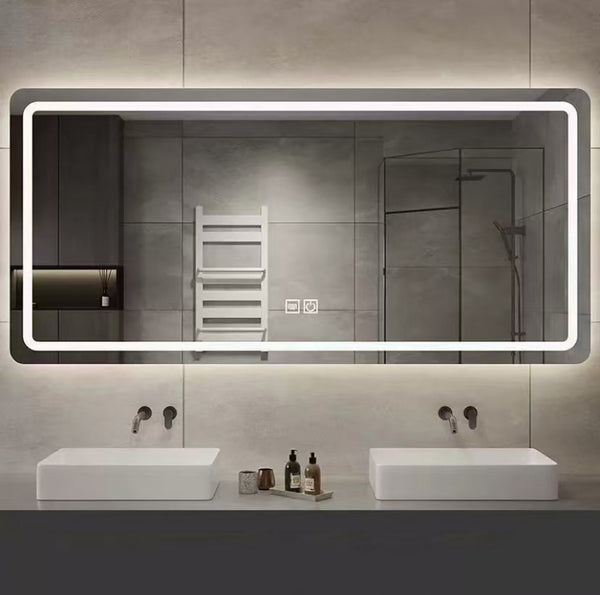 Cross-border bathroom smart mirror toilet touch smart defogging makeup mirror wall with light wall choice