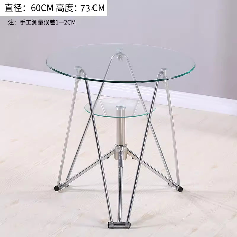 Round modern coffee table movable tempered glass living room for home round table casual tableaccessible luxury small apartment ins