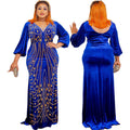 African cross-border supply  new style elegantwork clothing velvet patchwork mesh hot diamond hip-covering fishtail long skirt