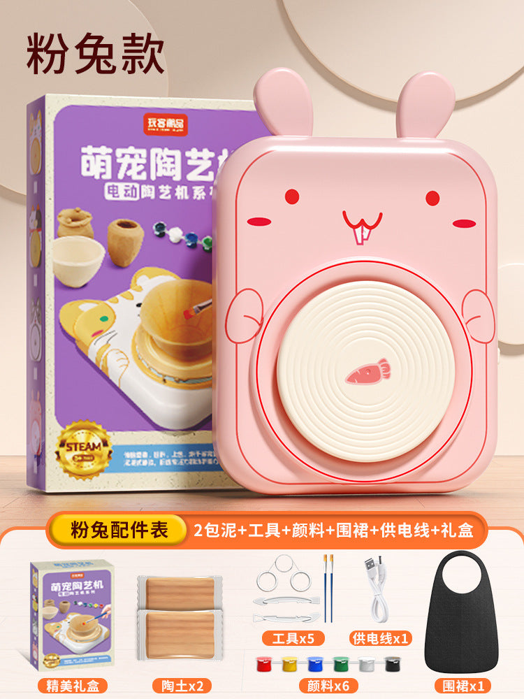 Electric pottery machine kids soft clay primary school students special tool suit ceramic handmade diy production toys
