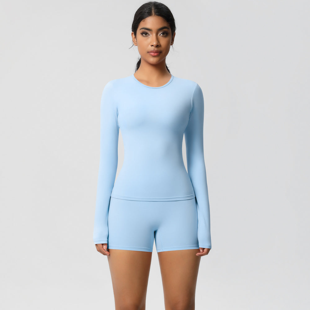 new arrival: seamless, barely-there long-sleeve t-shirt yoga set - quick-dry, breathable, outdoor running & fitness apparel