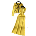 Xiaoxiangfengtwo-piece set women's fall and winterclassyeasiest for match round neck knittingcardiganoutwear + sleeveless vest dress