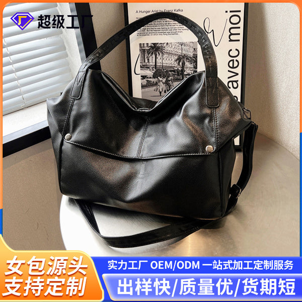 2025 new women's bag large capacity fashion trend shoulder messenger bag foreign style solid color large bag women's handbag bag