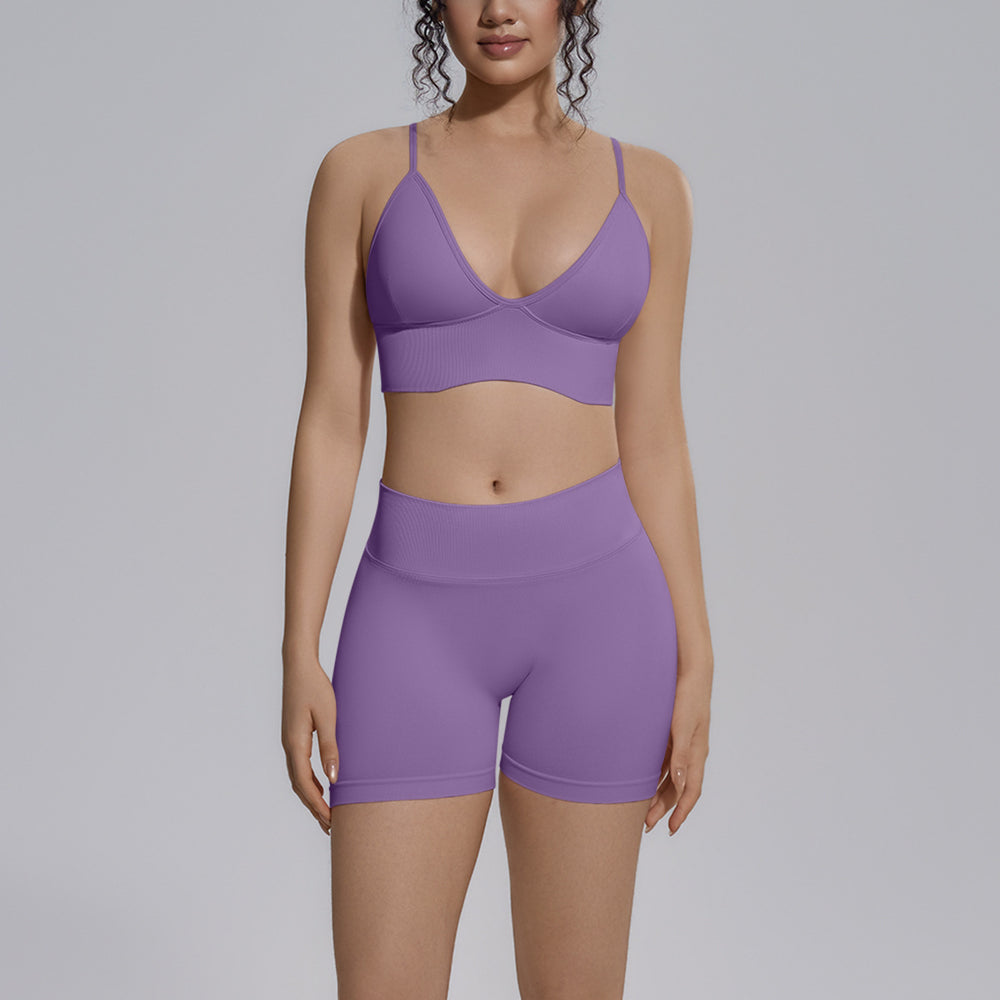 Camisole backless sports bra seamless yoga set quick-dry tight butt-lifting shorts outfit quick-dry running fitness apparel